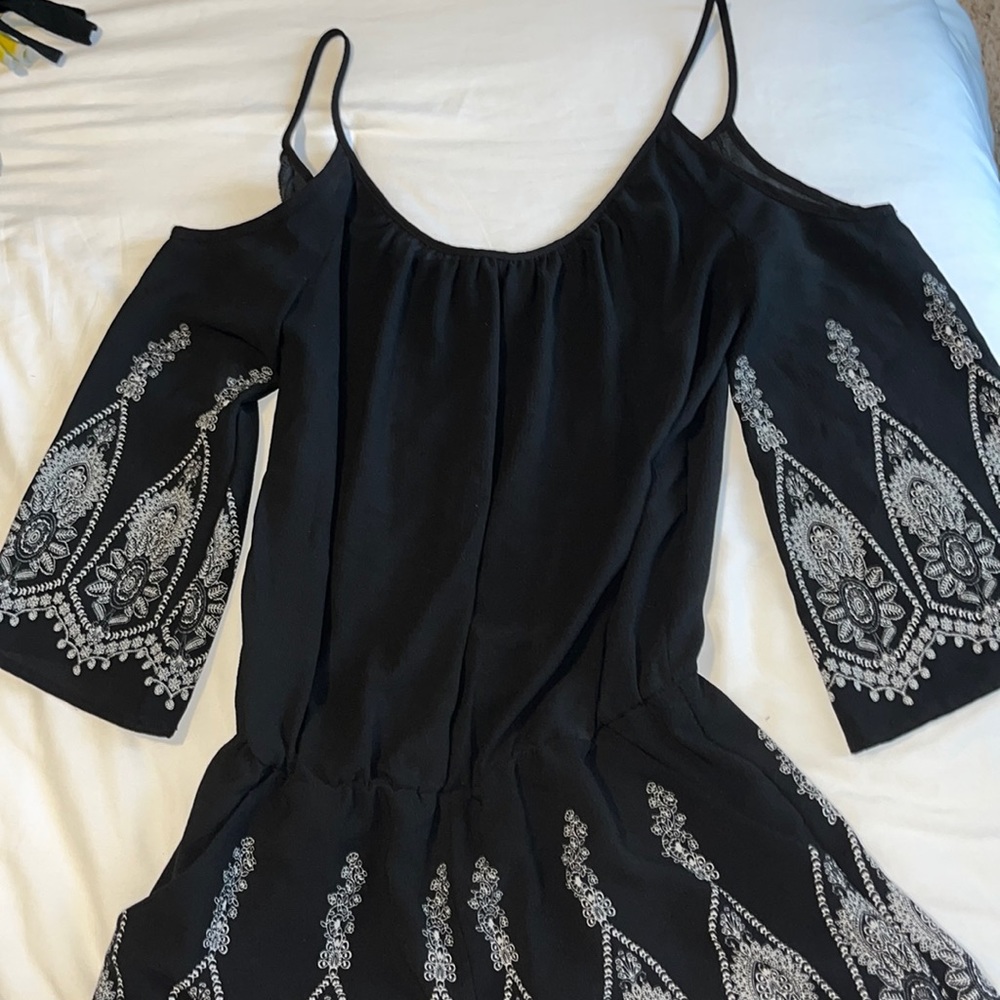 Bisou Bisou Michele Bohbot black romper with white detail